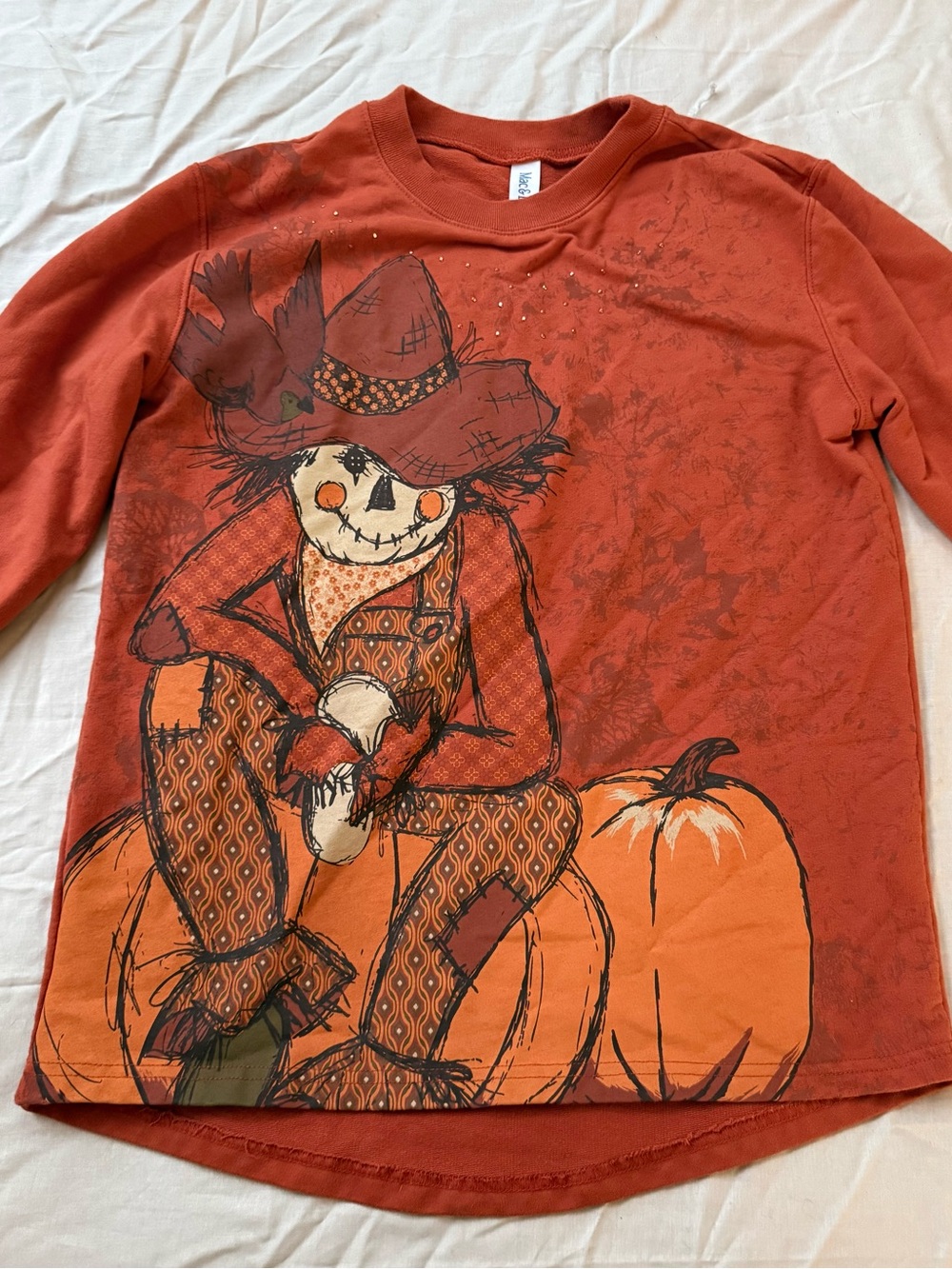Halloween Scarecrow semi Long-Sleeve Shirt - Rust Orange